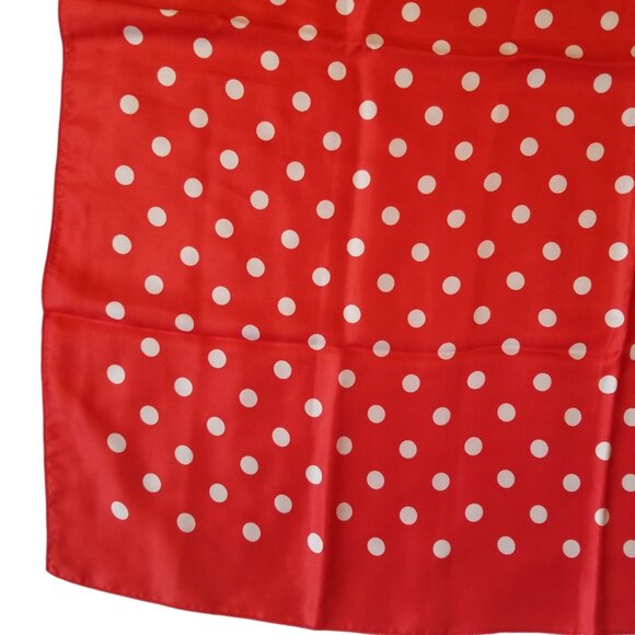 Vintage Scarf Red Polka Dot Square Polyester Cosplay Rockabilly Retro Housewife - Picture 4 of 9